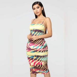 Fashion Nova Zaynab Zebra Dress - Yellow/Multi